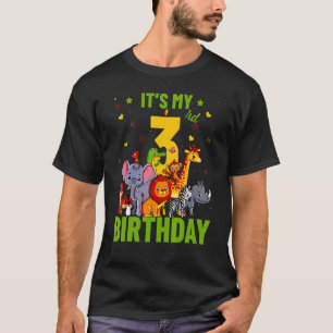 Camiseta Festa De aniversário de 3 anos De Animais Selvagen