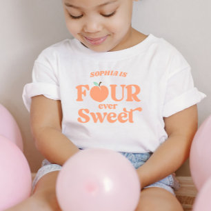 Camiseta Festa de Aniversário de 4 Anos Four Ever Sweet Pea