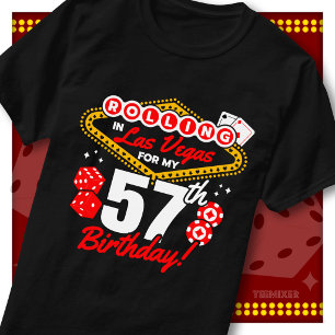 Camiseta Festa de Aniversário de 57 Anos no Cassino Rolling