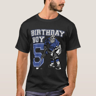 Camiseta Festa de Aniversário de 5 Anos com Tema de Hóquei 