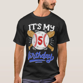 Camiseta Festa de Aniversário de 5 anos de Beisebol Meninos