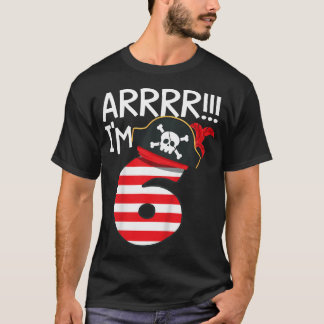 Camiseta Festa de Aniversário de 6 anos Tema Pirata Legal p