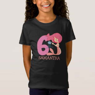 Camiseta Festa de aniversário de 6 de sereia