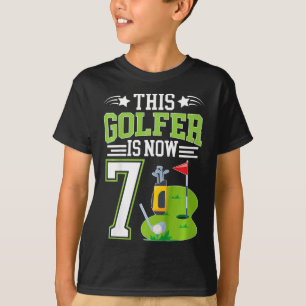 Camiseta Festa de Aniversário de 7 Anos de Menino de Golfe