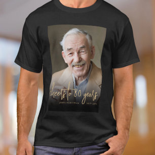 Camiseta Festa de Aniversário de 80 Anos com Foto Personali