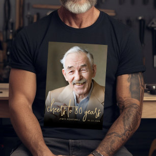 Camiseta Festa de Aniversário de 80 Anos com Foto Personali