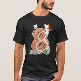 Camiseta Festa de Aniversário de 8 Anos do Gato