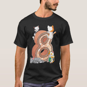 Camiseta Festa de Aniversário de 8 Anos do Gato Oito Anos d