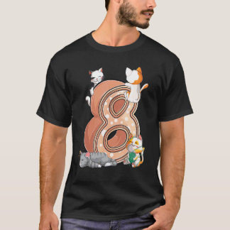 Camiseta Festa de Aniversário de 8 Anos do Gato Oito Anos d