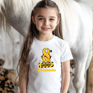 Camiseta Festa de Aniversário de 8 anos tema construção Dum