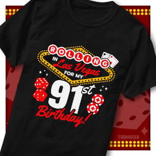 Camiseta Festa de Aniversário de 91 Anos no Cassino Rolling