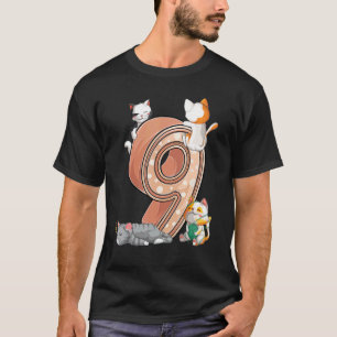 Camiseta Festa de Aniversário de 9 Anos do Gato Nove 9 Anos