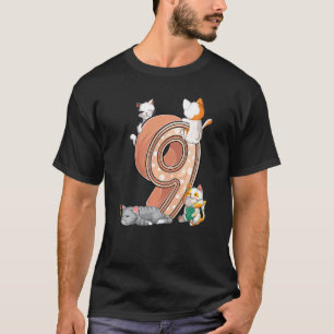 Camiseta Festa de Aniversário de 9 Anos do Gato Nove 9 Anos