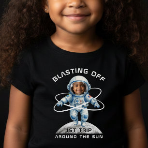 Camiseta Festa de Aniversário de Astronauta 1ª Viagem ao Re
