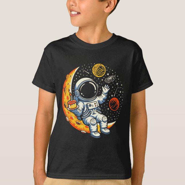 Camiseta Festa de Aniversário de Astronauta na Lua Bolo Spa (Frente)