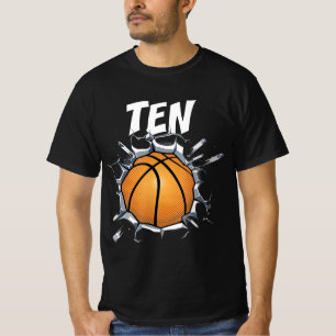Camiseta festa de aniversário de basquete 10 anos