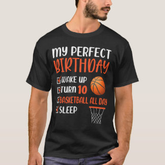 Camiseta festa de aniversário de basquetebol de 10 anos, 10