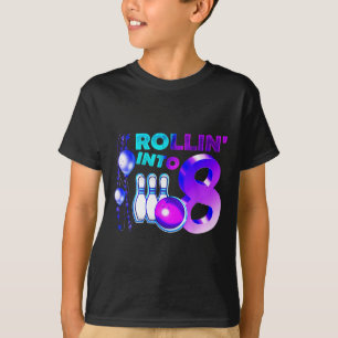 Camiseta Festa de Aniversário de Boliche 8º Rolando Em 8 An