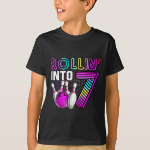 Camiseta Festa de Aniversário de Boliche Chegando aos 7 Ani