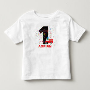 Camiseta Festa de aniversário de Caminhão de Fogo Vermelh