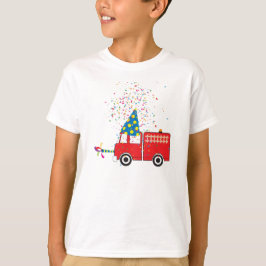 Camiseta Festa de aniversário de Caminhão de Fogo Vermelho 