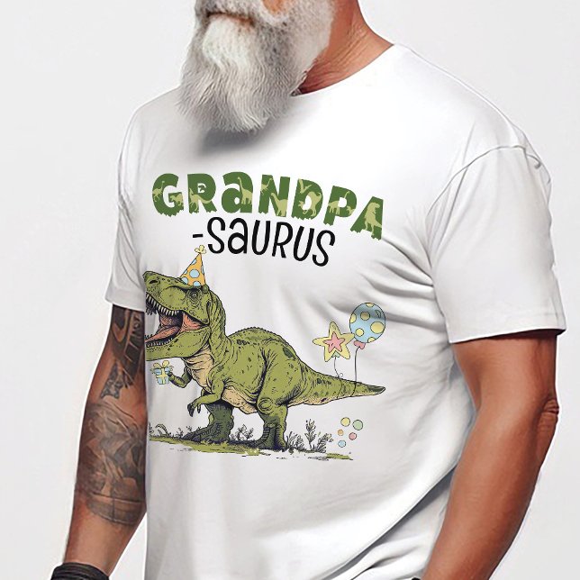 Camiseta Festa de Aniversário de criança Dinossauro Engraça (Cute Grandpa-saurus dinosaur theme kids birthday party matching family shirt, T-Rex, 3-Rex, grandma)
