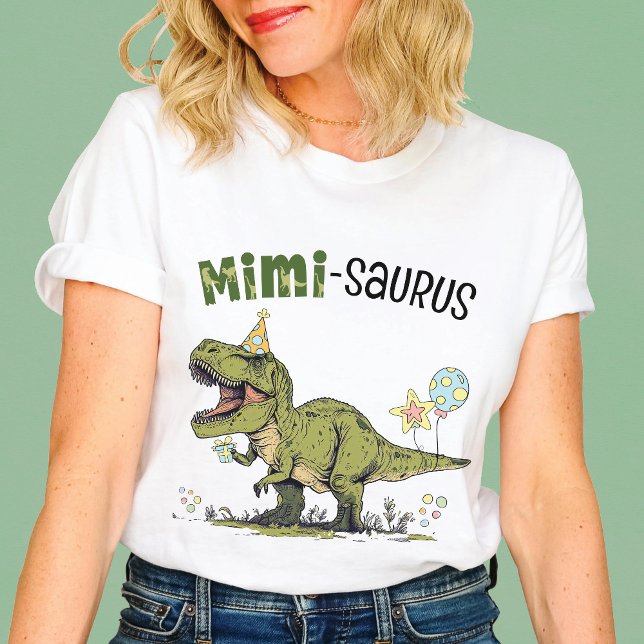 Camiseta Festa de Aniversário de criança do Tema do Dinossa (Cute Mimi-saurus dinosaur theme kids birthday party matching family t-shirt, T-Rex, grandma 3-Rex )