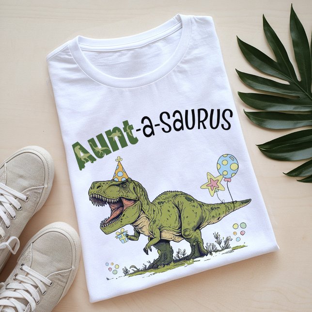 Camiseta Festa de Aniversário de criança Tema do Dinossauro (Cute funny aunt-a-saurus t-rex dinosaur theme kids birthday party matching auntie family t-shirt)