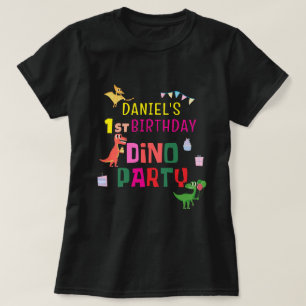 Camiseta Festa de aniversário de Dino Dinossaur Moderno e B