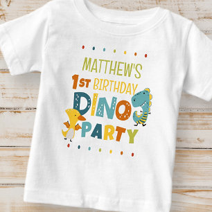 Camiseta Festa de aniversário de Dino Dinossaur Moderno e B