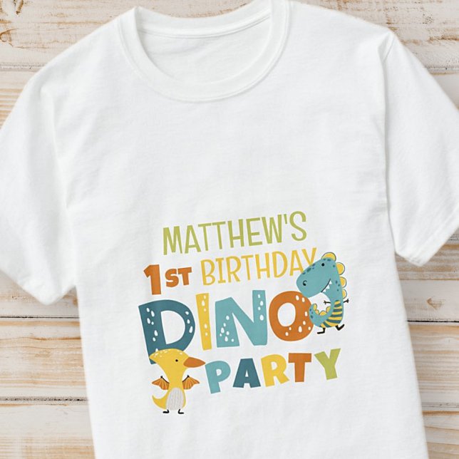 Camiseta Festa de aniversário de Dino Dinossaur Moderno e B (Criador carregado)