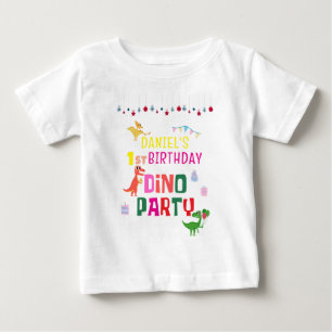 Camiseta Festa de aniversário de Dino Dinossaur Moderno e B