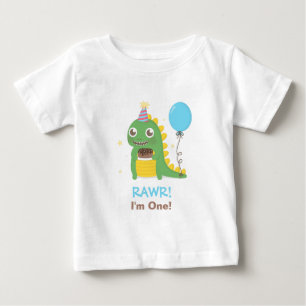 Camiseta Festa de Aniversário de Dinossauro Fofo Rawr Eu Te