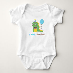Camiseta Festa de Aniversário de Dinossauro Fofo Rawr Eu Te