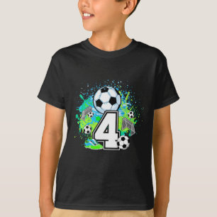 Camiseta Festa de Aniversário de Futebol de Crianças de 4 a