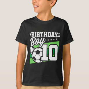Camiseta Festa de Aniversário de Futebol - Menino de 10 Ano