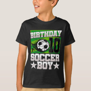Camiseta Festa de Aniversário de Futebol - Menino de 10 ano