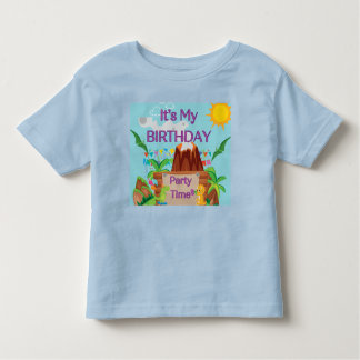 Camiseta Festa de aniversário de Garoto de Vulcão Dinossuar