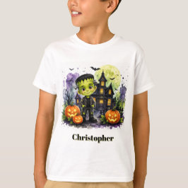 Camiseta Festa de Aniversário de Halloween do Menino Franke