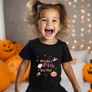Camiseta Festa de aniversário de Halloween rosa e bonito