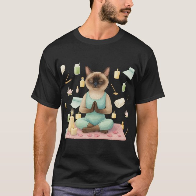 Camiseta Festa de aniversário de ioga para amantes de gatos (Frente)