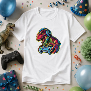 Camiseta Festa de Aniversário de Jogos de Vídeo Dinossauro
