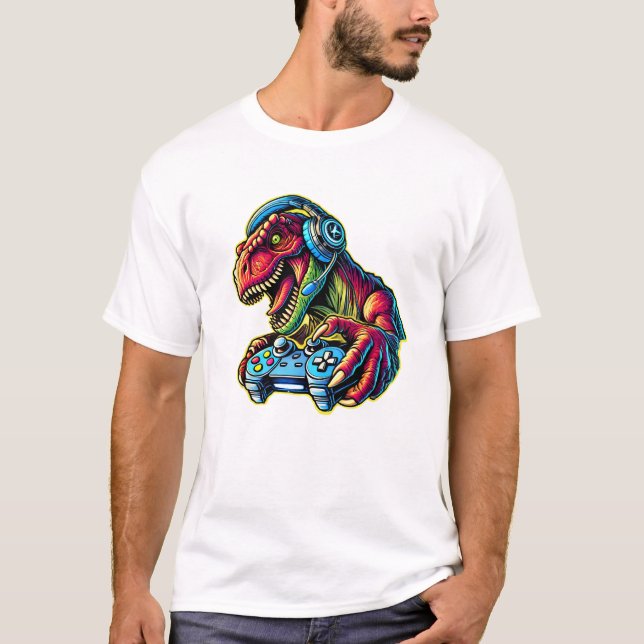 Camiseta Festa de aniversário de Jogos Dinossauros (Frente)