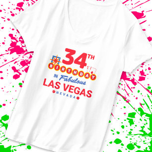 Camiseta Festa de aniversário De Las Vegas - 34º Aniversári