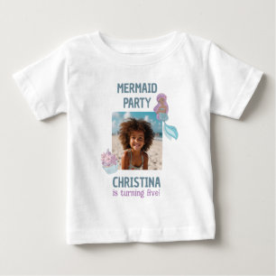 Camiseta Festa de Aniversário de Menina Negra Sereia com Fo