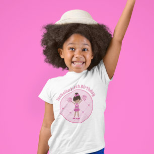 Camiseta Festa de aniversario de meninas Cheerleader afro-a