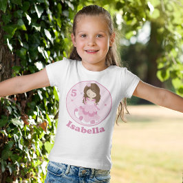 Camiseta Festa de aniversario de meninas rosa-rosa princesa