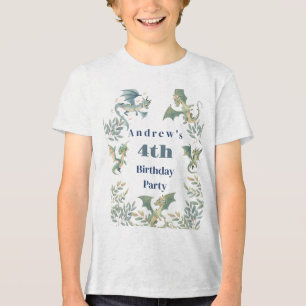 Camiseta Festa de Aniversário de Meninos Dragão 3º 4º 5º An