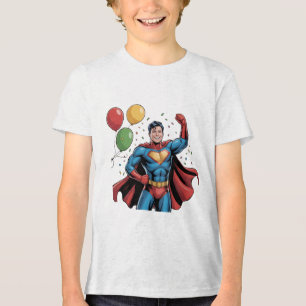 Camiseta Festa de Aniversário de Meninos Super-Heróis