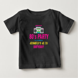 Camiseta Festa de aniversário de Neon Retro Personalizada